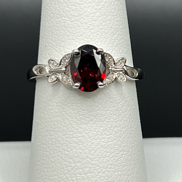 Jewelry - Sterling Silver Butterfly Dark Garnet CZ Ring